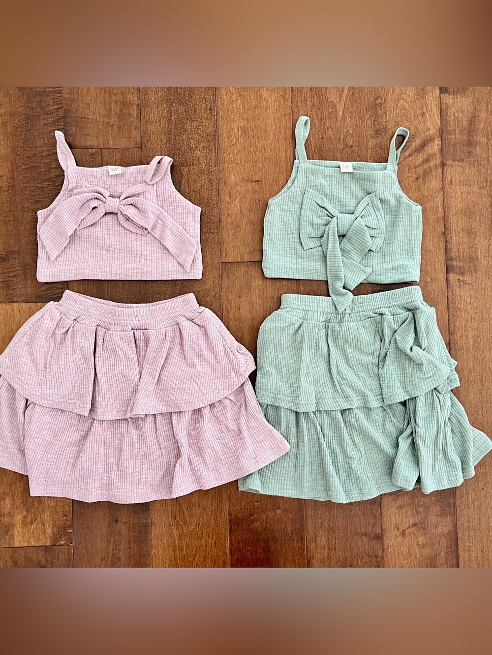 Adorable Toddler Girls 2 Piece Crop Top Skirt Outfit Set Lot Bundle 120 4T 5T